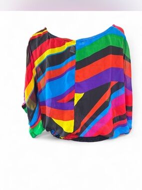 Poetry Multicolor Diagonal Stripe Balloon-Sleeve Blouse